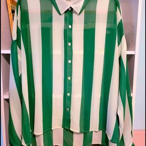 Forever 21 Sheer strip NWOT green and white bottom down top